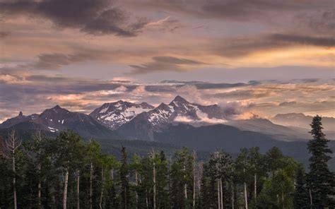 Download Wallpaper 3840x2400 Mountains Trees Forest Clouds Nature