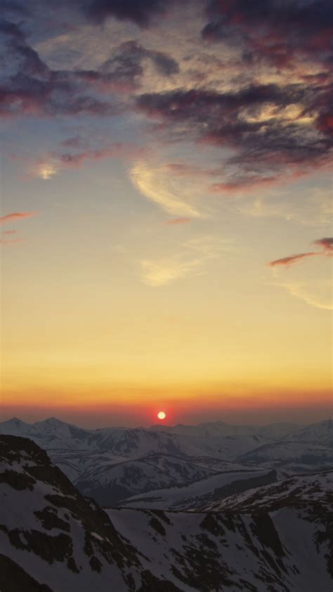 Download Wallpaper 938x1668 Mountains Cordillera Sky Sunset Sun