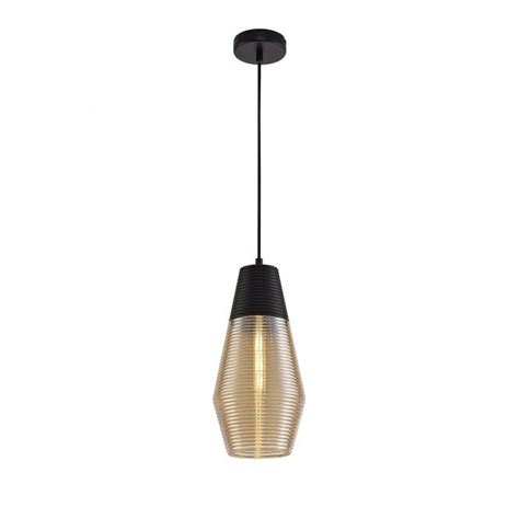 cone shaped ceiling pendant black ridged amber glass lighting company