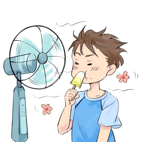 รูปบิ๊กพัดลมเป่าฤดูร้อนกินไอศครีมเด็กชาย Png ความร้อนที่ดี พัดลมเป่าลม การกินไอศกรีมภาพ Png