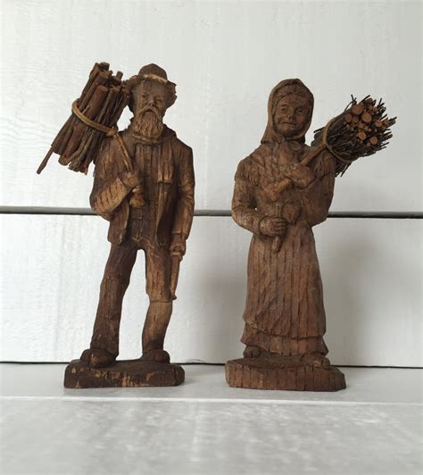 Folk Art Figurines Primitive Wood Figurine French Folk Art