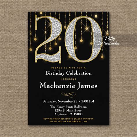 20th Birthday Party Invitations