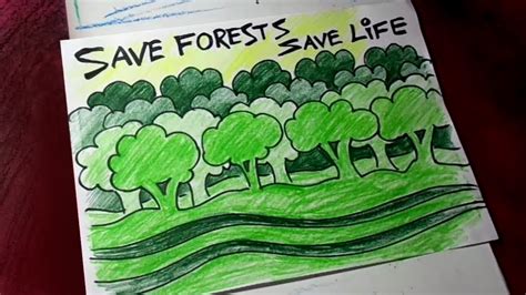 How To Draw Save Forest Save Life Poster Drawing Youtube