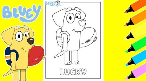 🔵 Coloring Bluey Lucky Bluey Coloring Book Page Youtube