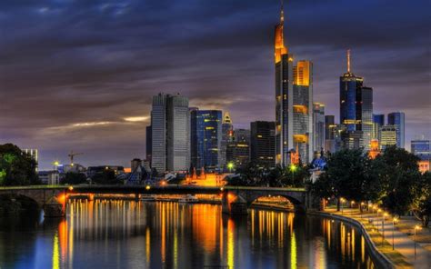 Frankfurt Germany City Skyline Night Cityscape Photography London