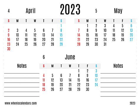 Free April May June 2023 Calendar Printable Pdf In Landscape