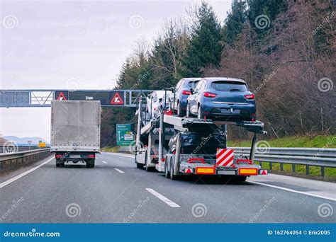 Car Carrier Transporter Truck In Road Auto Vehicles Stock Photo Image