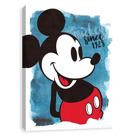 Disney Watercolor Mickey Since 1928 Canvas Wall Art Multi In 2020