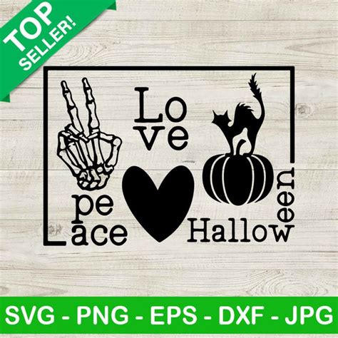 Peace Love Halloween SVG, Halloween SVG, Halloween Quotes SVG in 2022