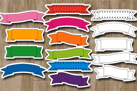 Basic Ribbon Banners Clipart Graphics Rainbow Colors 96666