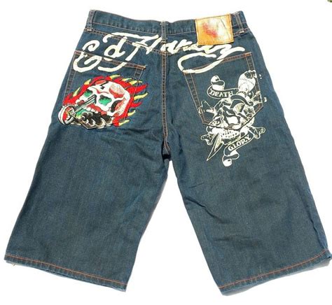 ed hardy denim shorts 36x34 available now vintage street fashion y2k outfits shorts ed