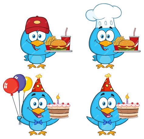 Premium Vector Cute Blue Bird Cartoon Character