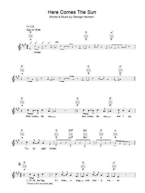 D here comes the b7 sun. Here Comes The Sun | Sheet Music Direct
