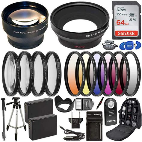 Professional 58mm Accessory Kit For Canon Eos Rebel T7 T6 T5 T3