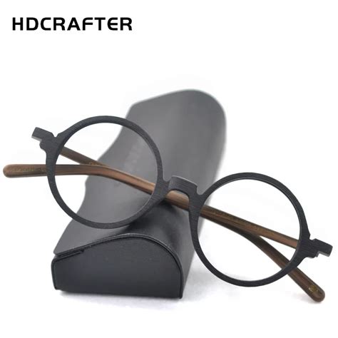 Hdcrafter Vintage Retro Round Glasses Frames Men Wood Prescription Myopia Hyperopia Optical
