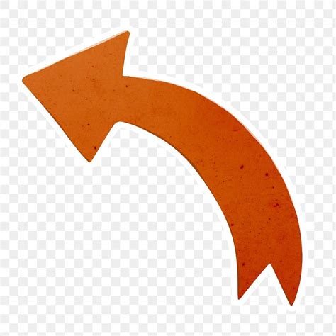 Fire Orange Turn Left Arrow Sticker With White Border Design Element
