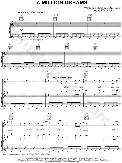 Pin chords to top while scrolling. "A Million Dreams" from 'The Greatest Showman' Sheet Music ...