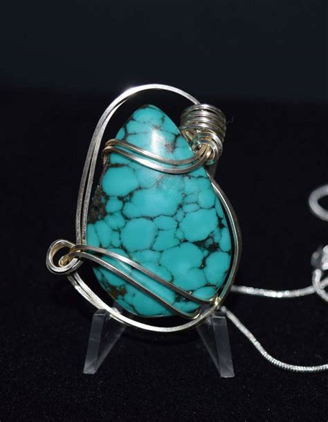 Lovely Spiderweb Turquoise Pendant Comes With A Sterling Etsy