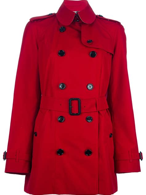 Burberry Prorsum Double Breasted Trench Coat In Red Lyst