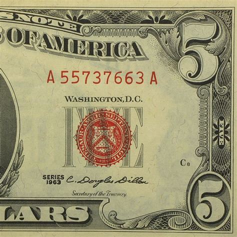 1963 500 Us Note Red Seal Au 1963 5 Us Notes Apmex