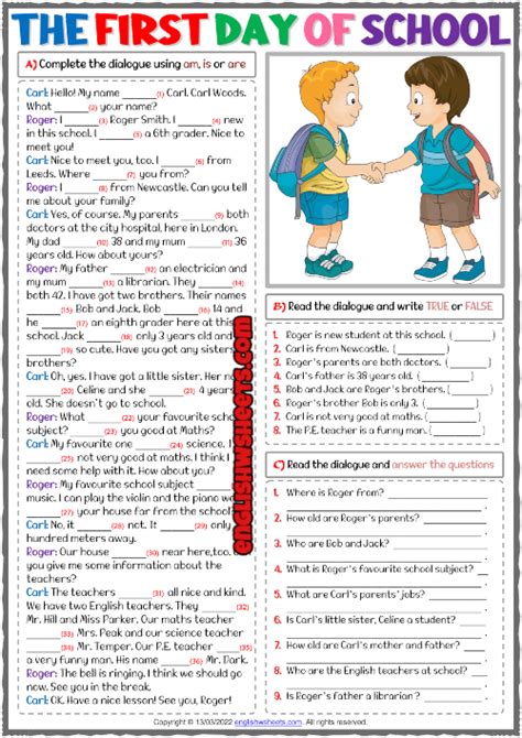 Daily Routines Esl Dialogue Comprehension Exercises W