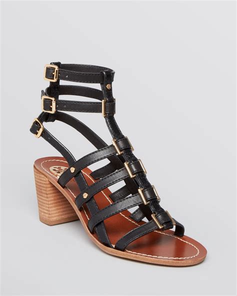 tory burch gladiator sandals reggie block heel in black lyst