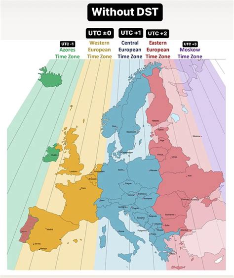 Vector High Detailed Time Zones Map Of Europe Stock Illustration