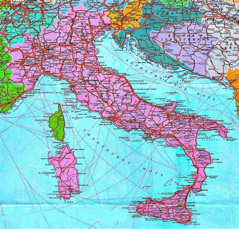 Карта Италии с городами на русском языке подробно