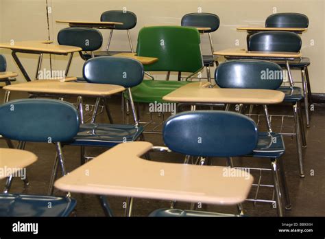 Empty School Classroom With Desks Stock Photo Alamy