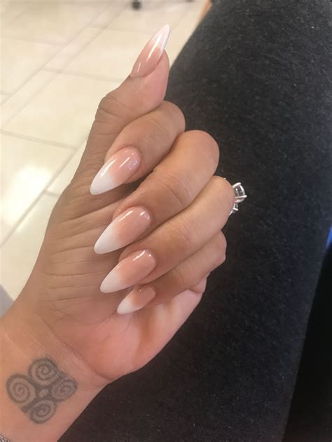 Nude Ombr Almond Nail Ombre Nail Diy Ombre Nails Glitter Cute