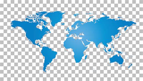 Blank Blue World Map On Isolated Background World Map Vector Template