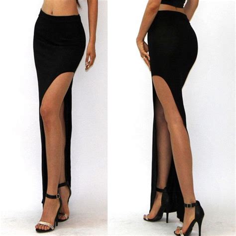 New Skirt Sexy Women Long Skirts Lady Empire Open Side Split Skirt High Waist High Slit Long