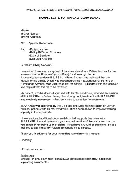 Denial Of Claim Letter Free Printable Documents
