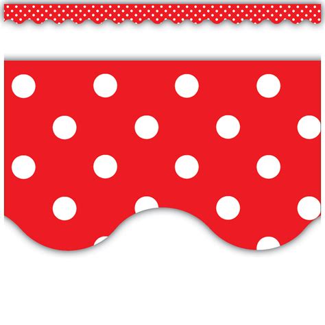 Red Polka Dots Scalloped Border Trim Tcr4665 Teacher Created Resources