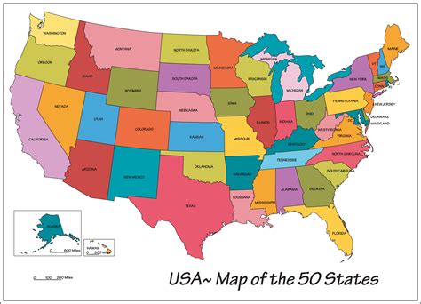 Printable United States Map With States Labeled Inside Us Map With