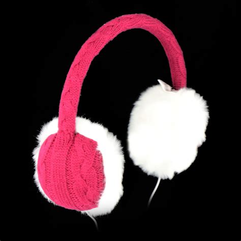 Knitted Fur Earmuffs Headphones Winter Audio Headband Ear Warmer Ladies