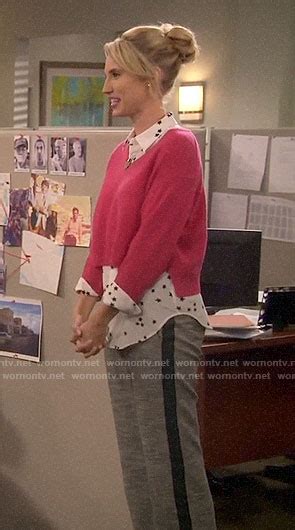 Wornontv Mandys Star Print Shirt And Pink Cropped Sweater On Last Man