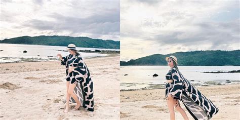 Potret Momo Geisha Liburan Ke Pantai Pakai Outfit Santai Sambil