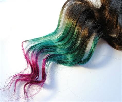 Mermaid Strands Human Hair Extensions Dip Dyed Tips Tie