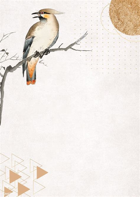Download premium illustration of Bird on a branch frame design 1219278 | Collage background ...