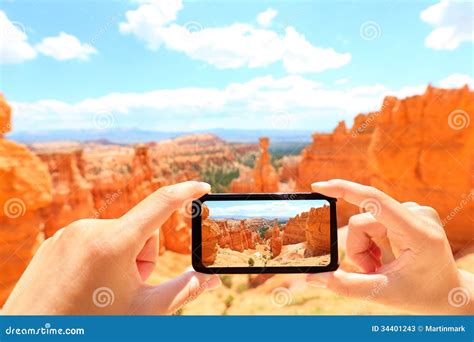 Smartphone Taking Photo Of Bryce Canyon Nature Stock Image Image Of