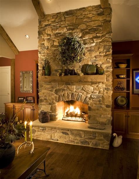 Rustic Stone Fireplace