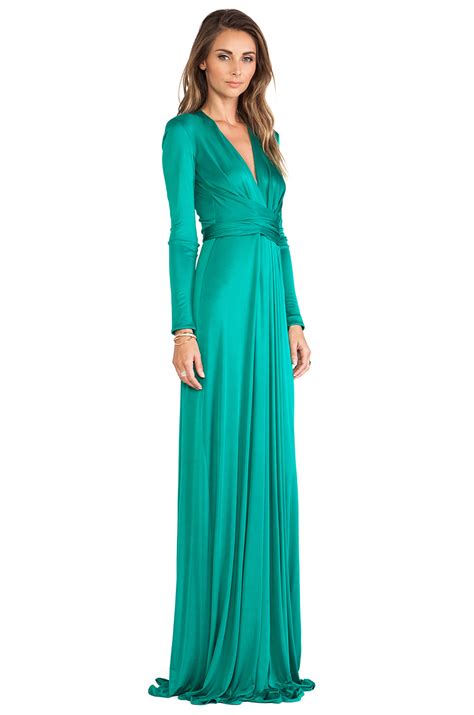Issa Florence Long Sleeve Maxi Dress In Jade Green Lyst