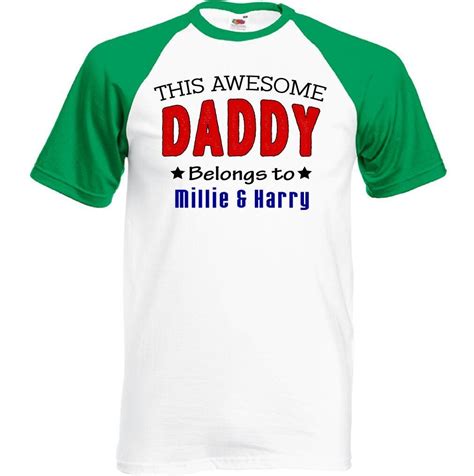 personalised this awesome daddy belongs to mens funny father s day t shirt t ebay