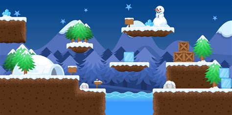 Winter Platformer Game Tileset Game Art 2d