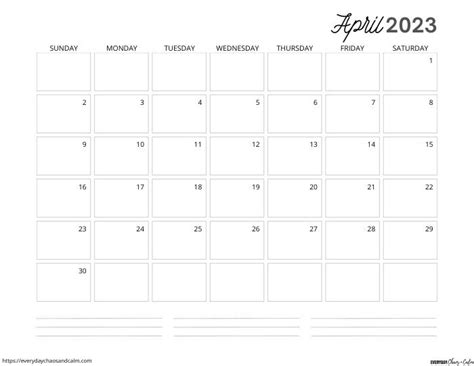 Free Printable April 2023 Calendars