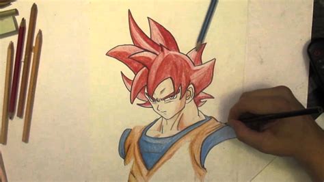 Dibujando Goku Fase Dios Drawing Goku Phase God Youtube