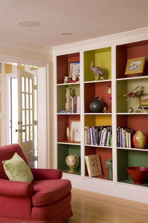 Types of paint best for painting kitchen cabinets: colorful-built-in-shelves | Ikea living room, Home, Home decor