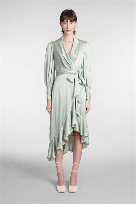 Zimmermann Dress In Green Silk | ModeSens