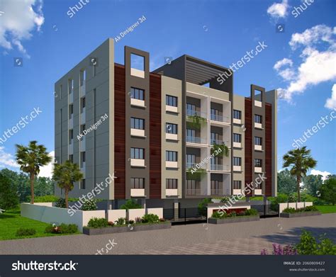 3d Rendering Modern Multistorey Residential Building Stock Illustration